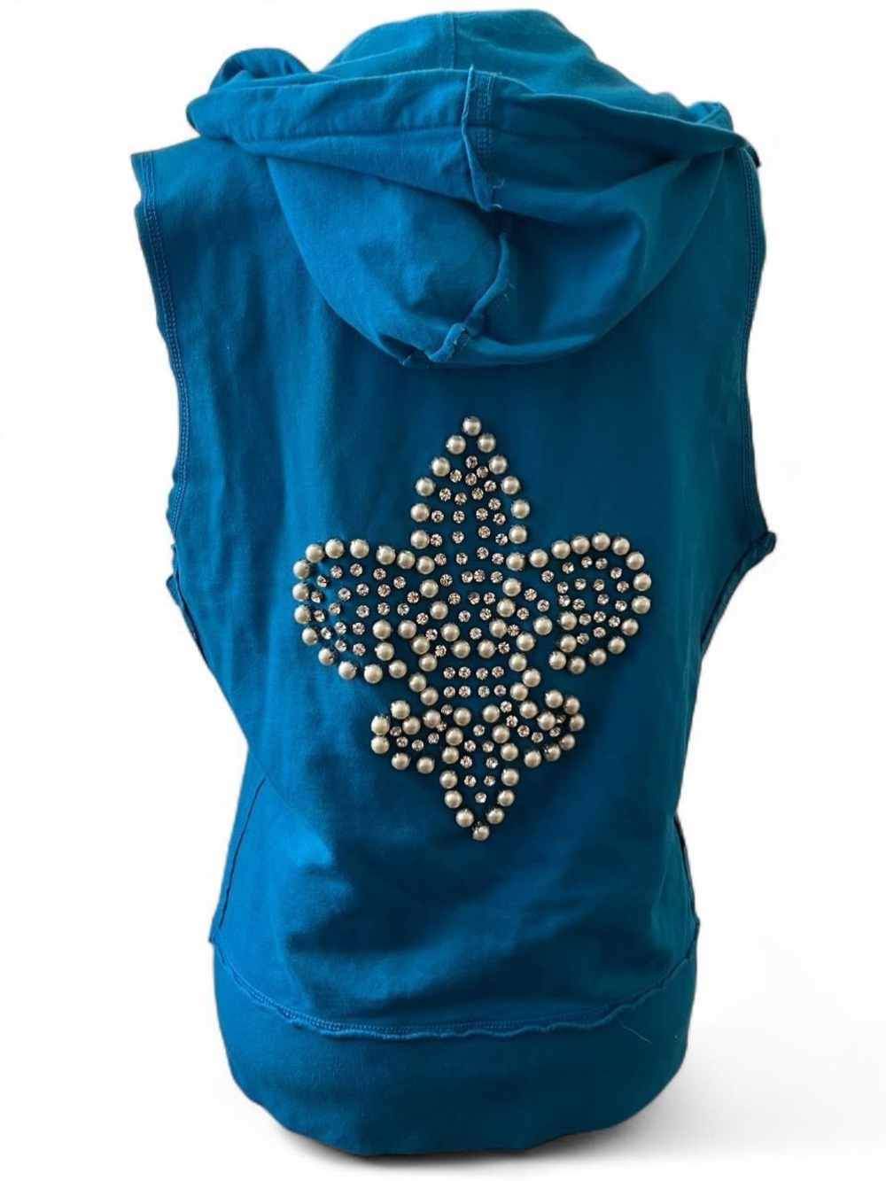 Vintage Y2K Sleeveless Beaded Zip Up Hoodie by Twisted Heart